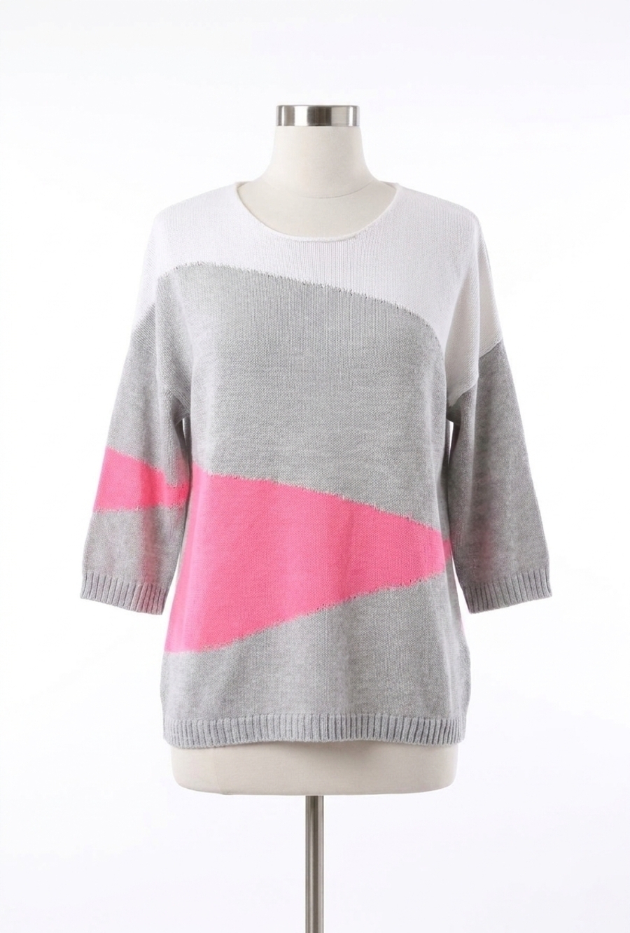 NEW ANGEL abstract 3/4 sleeve sweater in gray multi